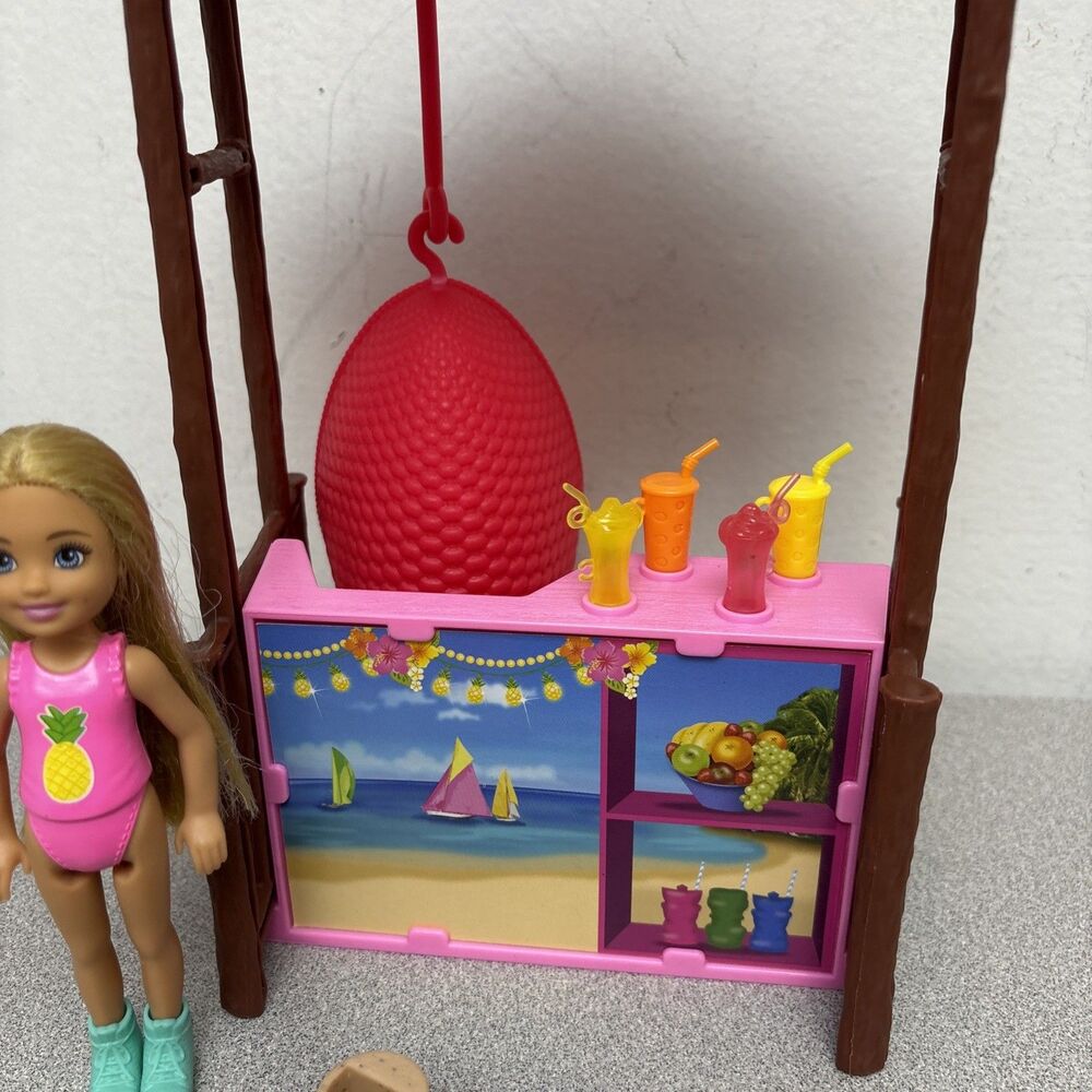 Mattel Barbie Tiki Hut Playset Incomplete Blonde Chelsea Doll, Sandbox, Drinks‎ - Picture 5 of 7